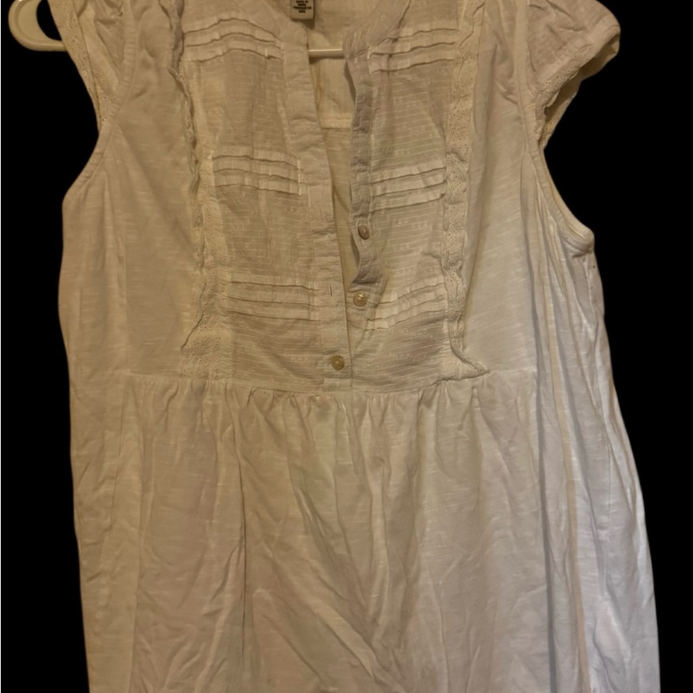 Vintage America White Ruffle Blouse